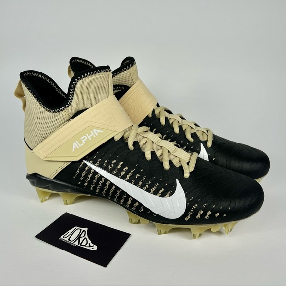 Nike Alpha Menace Pro 2 Mid Gold Black Football Cleats Size 9.5 - Picture 2 of 10
